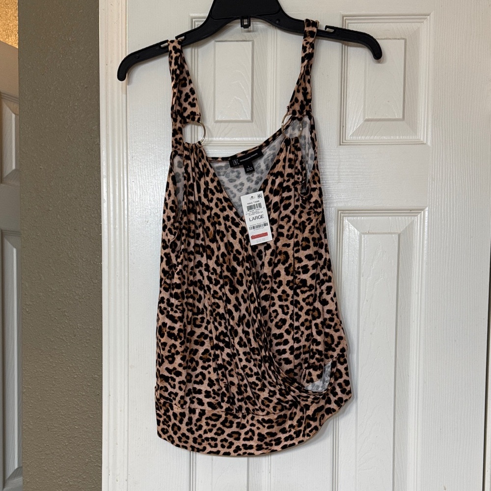 INC International Concepts Leopard-Print Ring Strap Tank Top - Tan & Black